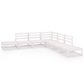 vidaXL 7-tlg. Garten-Lounge-Set Weiß Massivholz Kiefer