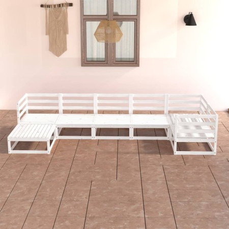 vidaXL 7-tlg. Garten-Lounge-Set Weiß Massivholz Kiefer