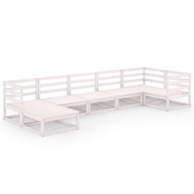 vidaXL 7-tlg. Garten-Lounge-Set Weiß Massivholz Kiefer