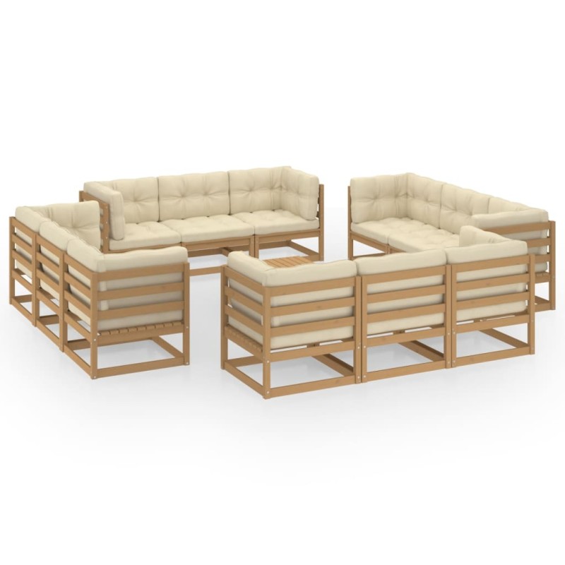 vidaXL 13-tlg. Garten-Lounge-Set mit Kissen Kiefer Massivholz vidaXL 13-tlg. Garten-Lounge-Set mit Kissen Kiefer Massivholz
