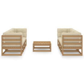 vidaXL 7-tlg. Garten-Lounge-Set mit Kissen Kiefer Massivholz