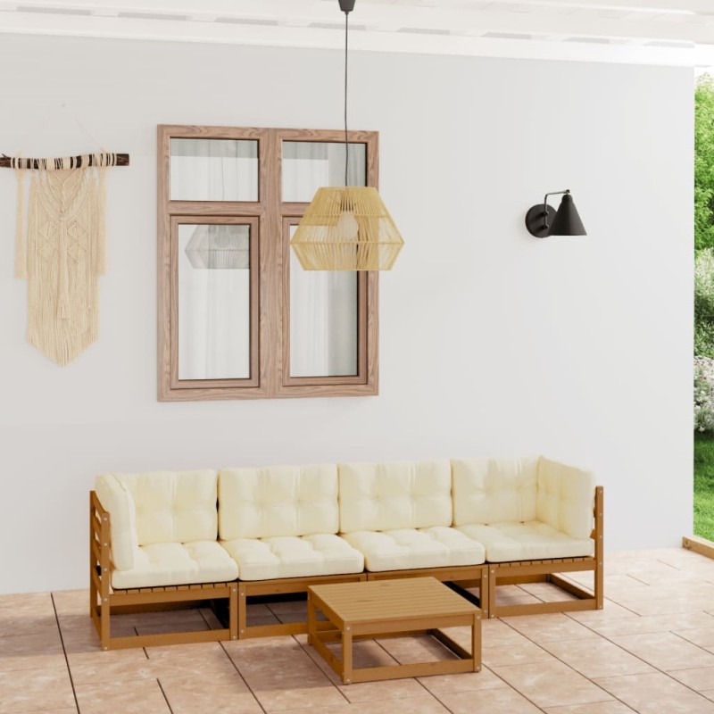 vidaXL 5-tlg. Garten-Lounge-Set mit Kissen Kiefer Massivholz vidaXL 5-tlg. Garten-Lounge-Set mit Kissen Kiefer Massivholz