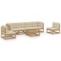 vidaXL 7-tlg. Garten-Lounge-Set mit Kissen Kiefer Massivholz vidaXL 7-tlg. Garten-Lounge-Set mit Kissen Kiefer Massivholz