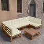 vidaXL 7-tlg Garten-Lounge-Set mit Kissen Honigbraun Massivholz Kiefer vidaXL 7-tlg Garten-Lounge-Set mit Kissen Honigbraun Massivholz Kiefer