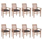 vidaXL Essstühle 8 Stk. mit Anthrazit Kissen Massivholz Teak vidaXL Essstühle 8 Stk. mit Anthrazit Kissen Massivholz Teak