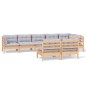 vidaXL 8-tlg. Garten-Lounge-Set mit Grauen Kissen Kiefer Massivholz vidaXL 8-tlg. Garten-Lounge-Set mit Grauen Kissen Kiefer Massivholz