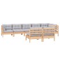 vidaXL 8-tlg. Garten-Lounge-Set mit Grauen Kissen Kiefer Massivholz vidaXL 8-tlg. Garten-Lounge-Set mit Grauen Kissen Kiefer Massivholz