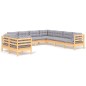 vidaXL 9-tlg. Garten-Lounge-Set mit Grauen Kissen Massivholz Kiefer vidaXL 9-tlg. Garten-Lounge-Set mit Grauen Kissen Massivholz Kiefer