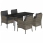 vidaXL 5-tlg. Garten-Essgruppe mit Kissen Grau Poly Rattan vidaXL 5-tlg. Garten-Essgruppe mit Kissen Grau Poly Rattan