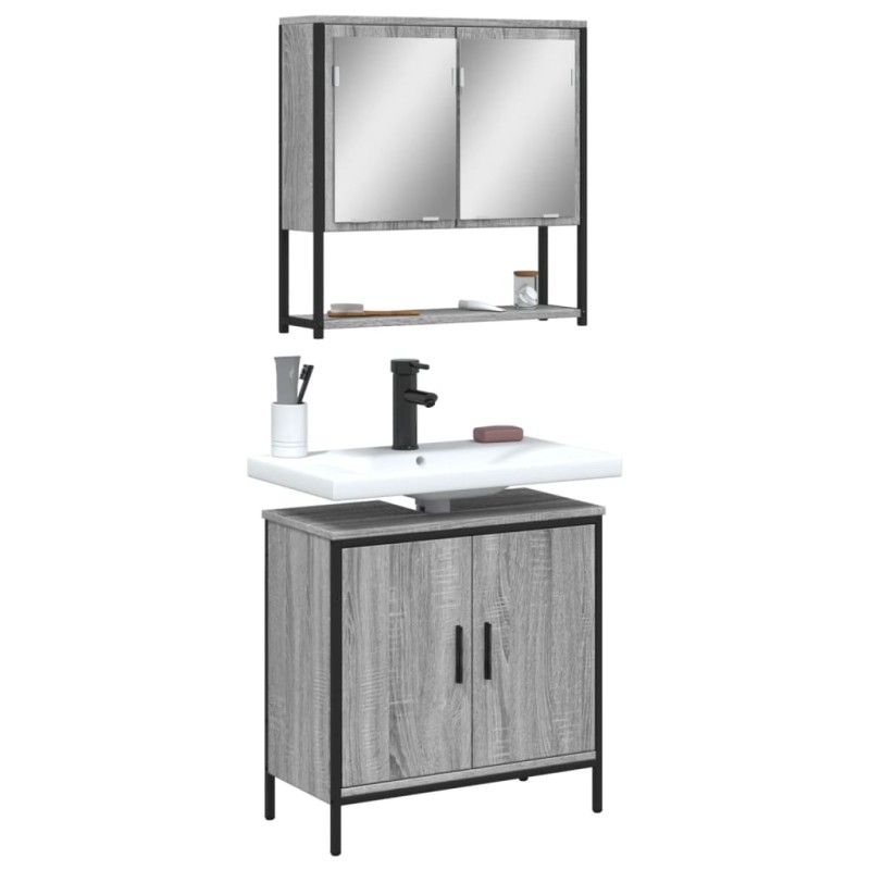vidaXL 2-tlg. Badmöbel-Set Grau Sonoma Holzwerkstoff vidaXL 2-tlg. Badmöbel-Set Grau Sonoma Holzwerkstoff