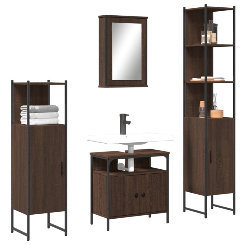 vidaXL 4-tlg. Badmöbel-Set Braun Eichen-Optik Holzwerkstoff vidaXL 4-tlg. Badmöbel-Set Braun Eichen-Optik Holzwerkstoff