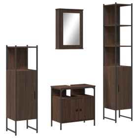vidaXL 4-tlg. Badmöbel-Set Braun Eichen-Optik Holzwerkstoff