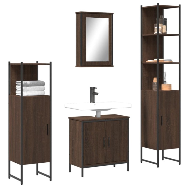vidaXL 4-tlg. Badmöbel-Set Braun Eichen-Optik Holzwerkstoff vidaXL 4-tlg. Badmöbel-Set Braun Eichen-Optik Holzwerkstoff