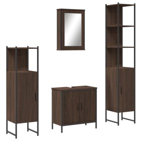 vidaXL 4-tlg. Badmöbel-Set Braun Eichen-Optik Holzwerkstoff