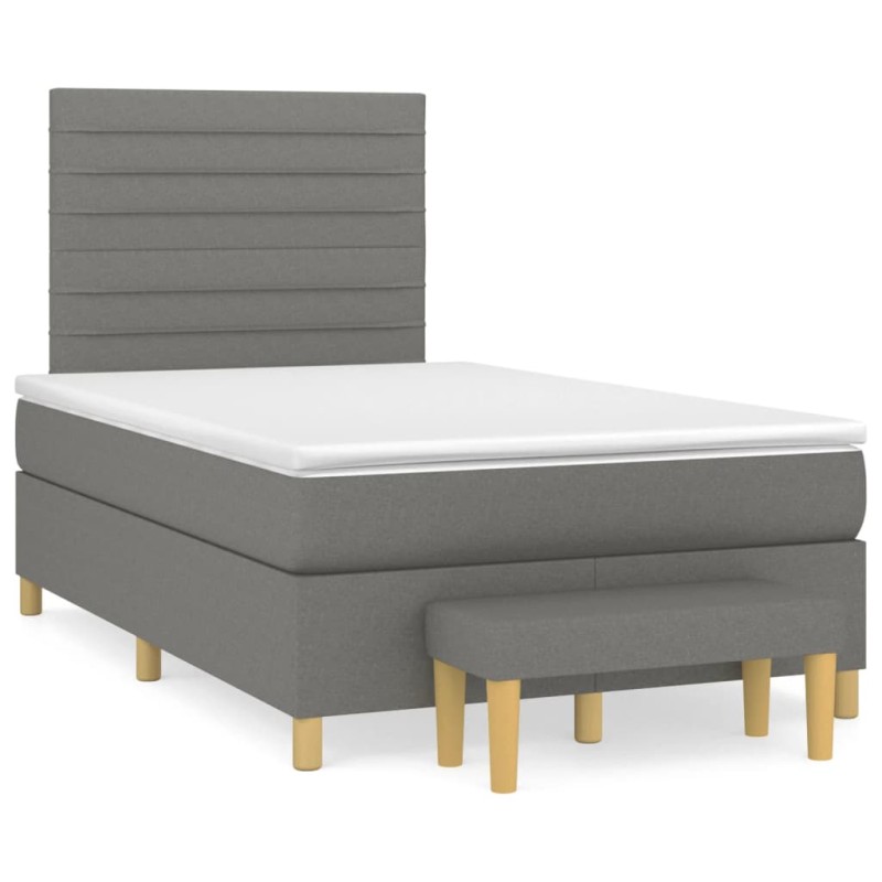 vidaXL Boxspringbett mit Matratze Dunkelgrau 120x190 cm Stoff vidaXL Boxspringbett mit Matratze Dunkelgrau 120x190 cm Stoff