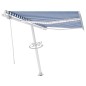 vidaXL Automatische Markise mit LED Windsensor 350x250 cm Blau Weiß vidaXL Automatische Markise mit LED Windsensor 350x250 cm Blau Weiß