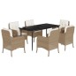 vidaXL 7-tlg. Garten-Essgruppe mit Kissen Beige Poly Rattan vidaXL 7-tlg. Garten-Essgruppe mit Kissen Beige Poly Rattan