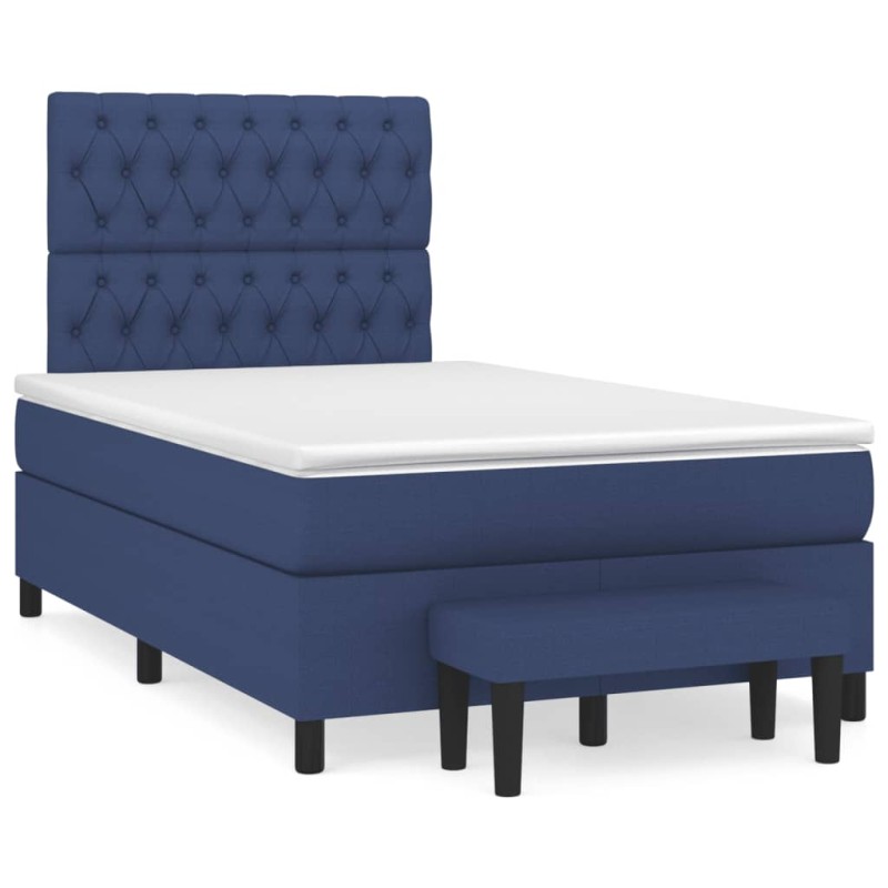 vidaXL Boxspringbett mit Matratze Blau 120x190 cm Stoff vidaXL Boxspringbett mit Matratze Blau 120x190 cm Stoff