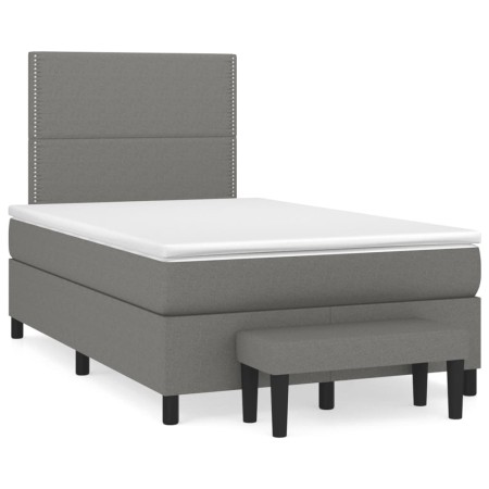 vidaXL Boxspringbett mit Matratze Dunkelgrau 120x190 cm Stoff