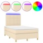 vidaXL Boxspringbett mit Matratze & LED Creme 120x190 cm Stoff vidaXL Boxspringbett mit Matratze & LED Creme 120x190 cm Stoff