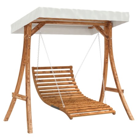 vidaXL Hollywoodschaukel mit Dach Massivholz Fichte mit Teak-Finish