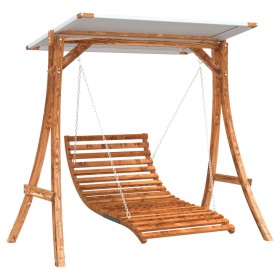 vidaXL Hollywoodschaukel mit Dach Massivholz Fichte mit Teak-Finish