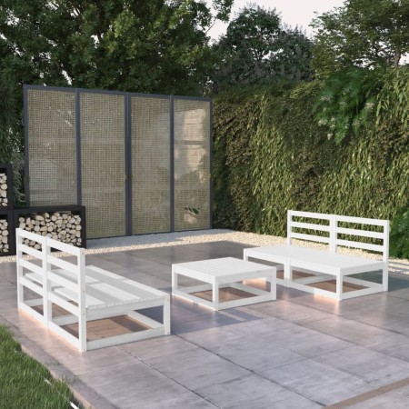 vidaXL 5-tlg. Garten-Lounge-Set Weiß Massivholz Kiefer