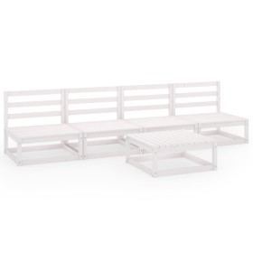vidaXL 5-tlg. Garten-Lounge-Set Weiß Massivholz Kiefer