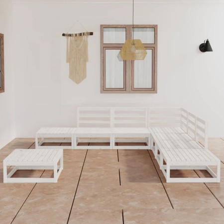 vidaXL 8-tlg. Garten-Lounge-Set Weiß Massivholz Kiefer