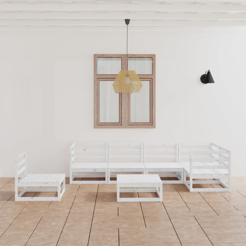 vidaXL 7-tlg. Garten-Lounge-Set Weiß Massivholz Kiefer vidaXL 7-tlg. Garten-Lounge-Set Weiß Massivholz Kiefer