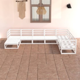 vidaXL 7-tlg. Garten-Lounge-Set Weiß Kiefer Massivholz