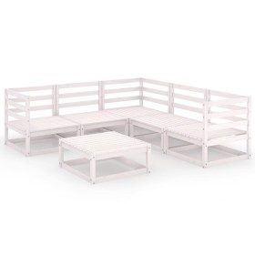 vidaXL 6-tlg. Garten-Lounge-Set Weiß Kiefer Massivholz