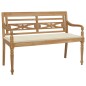 vidaXL Batavia-Gartenbank mit Cremeweißem Kissen 120cm Teak Massivholz vidaXL Batavia-Gartenbank mit Cremeweißem Kissen 120cm Teak Massivholz
