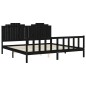 vidaXL Massivholzbett mit Kopfteil Schwarz 200x200 cm vidaXL Massivholzbett mit Kopfteil Schwarz 200x200 cm
