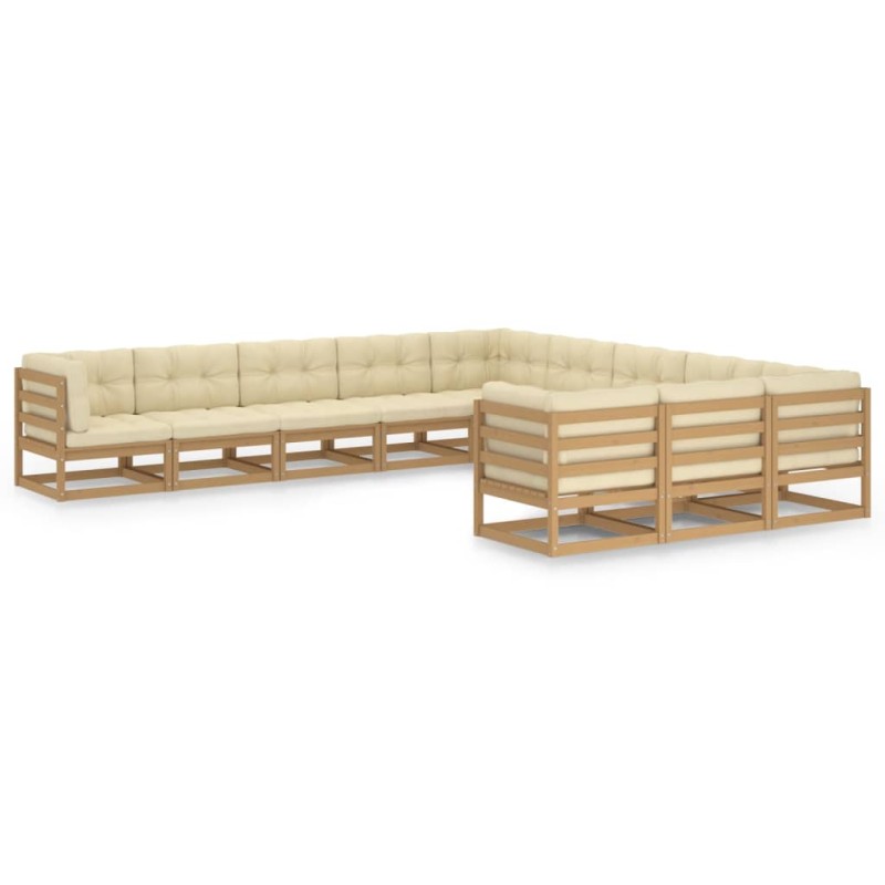 vidaXL 11-tlg. Garten-Lounge-Set mit Kissen Honigbraun Massivholz vidaXL 11-tlg. Garten-Lounge-Set mit Kissen Honigbraun Massivholz