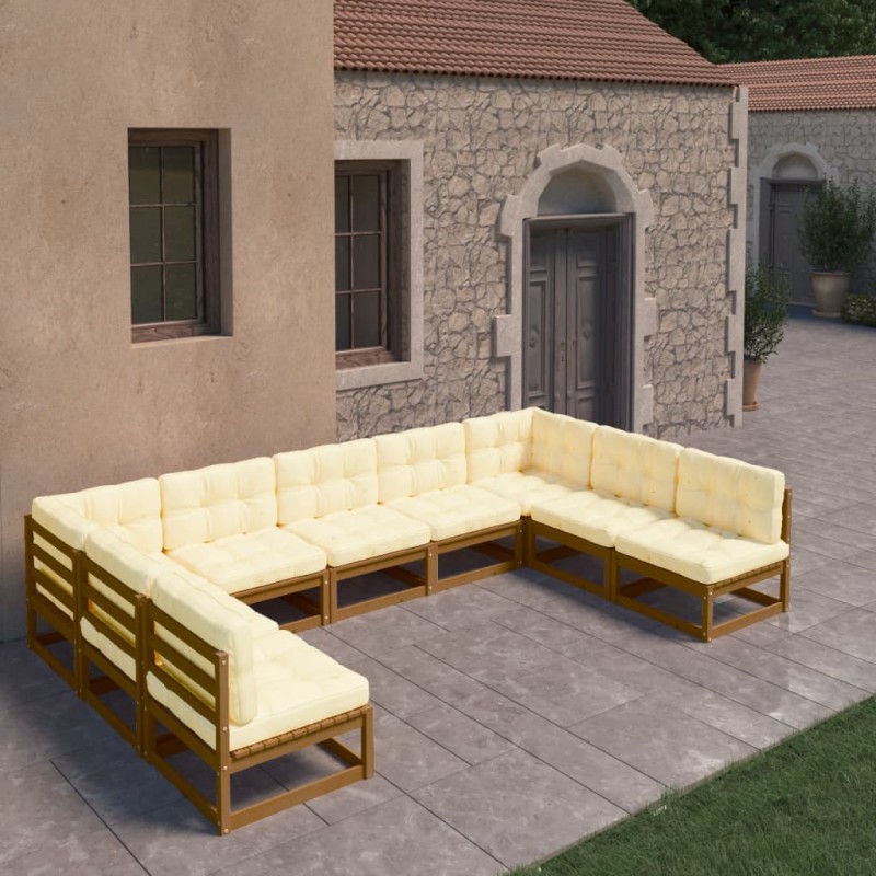 vidaXL 9-tlg Garten-Lounge-Set mit Kissen Honigbraun Massivholz Kiefer vidaXL 9-tlg Garten-Lounge-Set mit Kissen Honigbraun Massivholz Kiefer