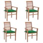 vidaXL Essstühle 4 Stk. mit Grünen Kissen Massivholz Teak vidaXL Essstühle 4 Stk. mit Grünen Kissen Massivholz Teak