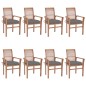 vidaXL Essstühle 8 Stk. mit Grauen Kissen Massivholz Teak vidaXL Essstühle 8 Stk. mit Grauen Kissen Massivholz Teak