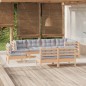 vidaXL 8-tlg. Garten-Lounge-Set mit Grauen Kissen Kiefer Massivholz vidaXL 8-tlg. Garten-Lounge-Set mit Grauen Kissen Kiefer Massivholz