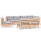 vidaXL 8-tlg. Garten-Lounge-Set mit Grauen Kissen Kiefer Massivholz vidaXL 8-tlg. Garten-Lounge-Set mit Grauen Kissen Kiefer Massivholz