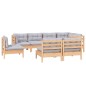 vidaXL 8-tlg. Garten-Lounge-Set mit Grauen Kissen Kiefer Massivholz vidaXL 8-tlg. Garten-Lounge-Set mit Grauen Kissen Kiefer Massivholz