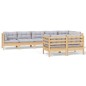 vidaXL 8-tlg. Garten-Lounge-Set mit Grauen Kissen Kiefer Massivholz vidaXL 8-tlg. Garten-Lounge-Set mit Grauen Kissen Kiefer Massivholz