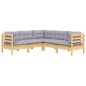 vidaXL 5-tlg. Garten-Lounge-Set mit Grauen Kissen Kiefer Massivholz vidaXL 5-tlg. Garten-Lounge-Set mit Grauen Kissen Kiefer Massivholz