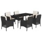 vidaXL 7-tlg. Garten-Essgruppe mit Kissen Schwarz Poly Rattan vidaXL 7-tlg. Garten-Essgruppe mit Kissen Schwarz Poly Rattan