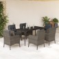 vidaXL 7-tlg. Garten-Essgruppe mit Kissen Grau Poly Rattan vidaXL 7-tlg. Garten-Essgruppe mit Kissen Grau Poly Rattan