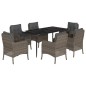 vidaXL 7-tlg. Garten-Essgruppe mit Kissen Grau Poly Rattan vidaXL 7-tlg. Garten-Essgruppe mit Kissen Grau Poly Rattan