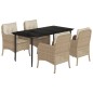 vidaXL 5-tlg. Garten-Essgruppe mit Kissen Beige Poly Rattan vidaXL 5-tlg. Garten-Essgruppe mit Kissen Beige Poly Rattan