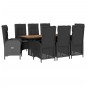vidaXL 9-tlg. Garten-Essgruppe mit Kissen Schwarz Poly Rattan vidaXL 9-tlg. Garten-Essgruppe mit Kissen Schwarz Poly Rattan