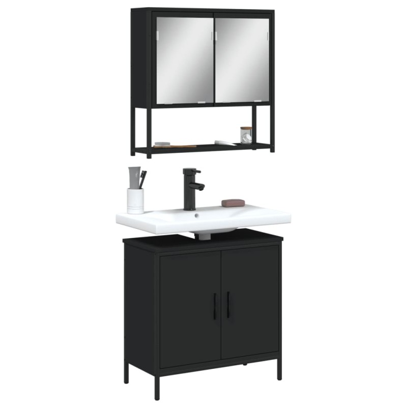 vidaXL 2-tlg. Badmöbel-Set Schwarz Holzwerkstoff vidaXL 2-tlg. Badmöbel-Set Schwarz Holzwerkstoff