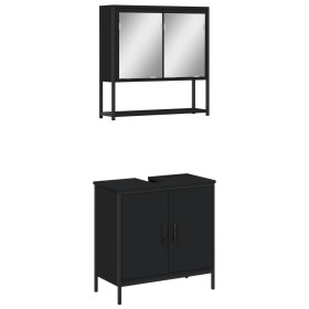 vidaXL 2-tlg. Badmöbel-Set Schwarz Holzwerkstoff